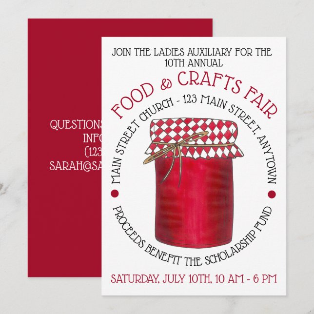 Invitation Jar of Jelly Jam Food Craft Fair Festival (Devant / Derrière)