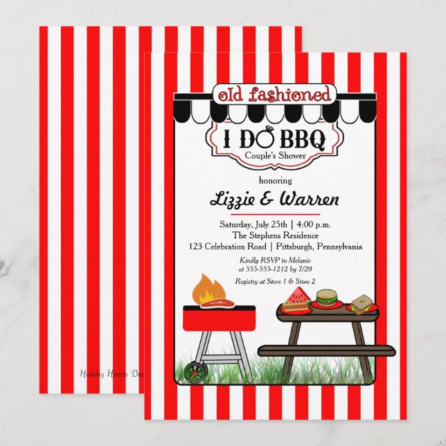 Invitation Jardin à l'ancienne Je fais BBQ Couples Douche (Devant / Derrière)