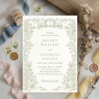 Invitation Jardin à l'aquarelle verte Porte d'art de mariage