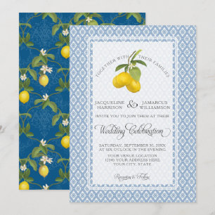 Invitation Jardin agricole Lemon BOHO Citrus Navy et White