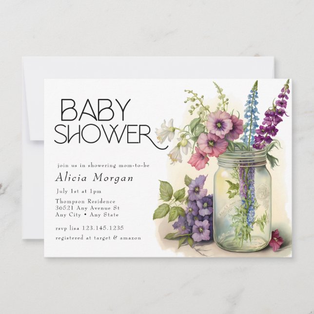 Invitation Jardin anglais | Baby shower Fleurs de chalets (Devant)