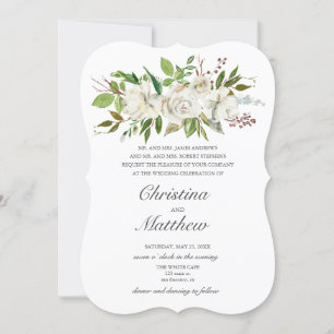 Invitation Jardin antique Fleurs blanches Mariage élégant