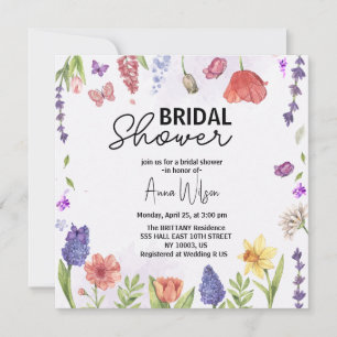 Invitation Jardin aquarelle fleurie fleur sauvage douche nupt