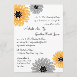 Invitation Jardin artistique Mariage jaune et gris