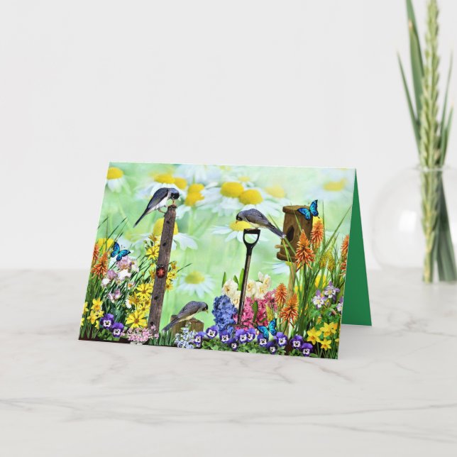 Invitation Jardin aux fleurs Birdhouse (Devant)