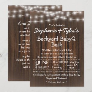 Invitation Jardin BabyQ Lumières  en bois Baby shower rustiqu