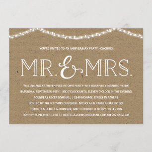 Invitation Jardin Bash Rustic Anniversary Party