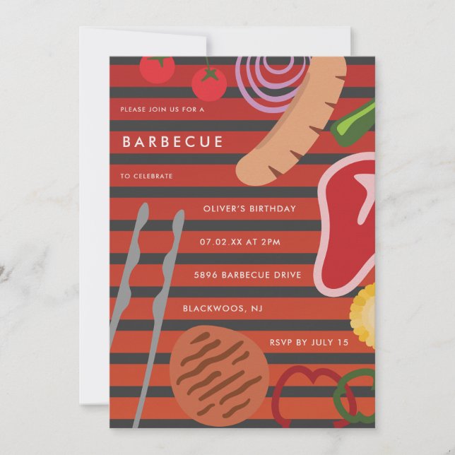Invitation Jardin BBQ Gril (Devant)