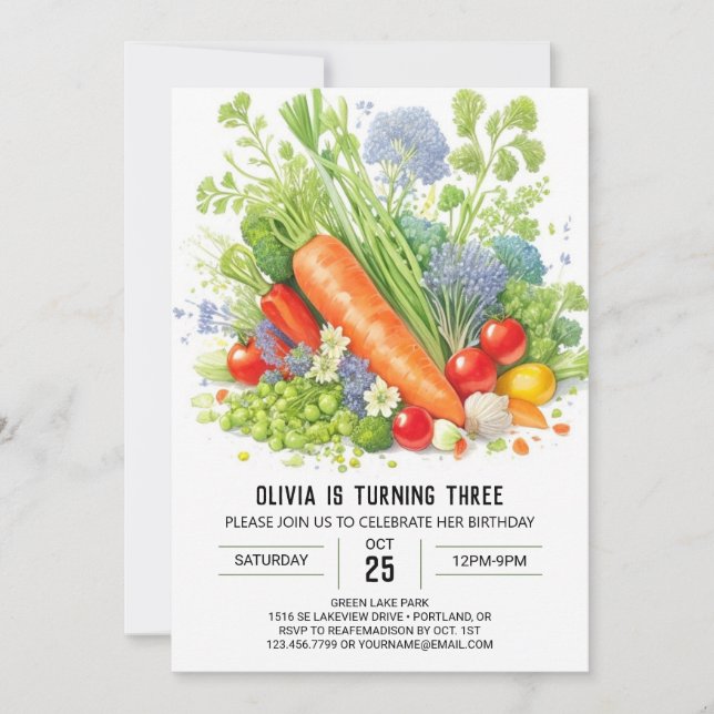 Invitation Jardin bio Fun Anniversaire (Devant)