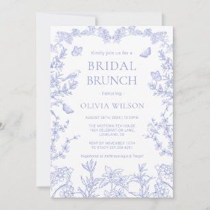 Invitation Jardin blanc bleu Chinoiserie Bridal Brunch