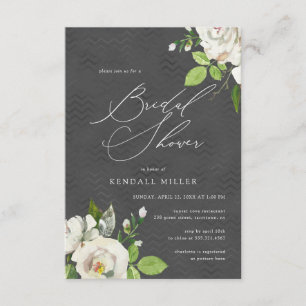 Invitation Jardin Blanc Floral Aquarelle Fête des mariées noi
