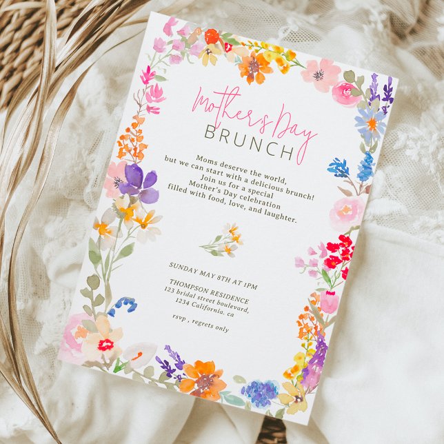 Invitation Jardin Boho été fleuri fleur sauvage la journée de (Boho garden summer floral wildflowers mother's day invitation)