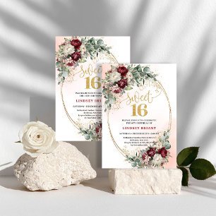 Invitation Jardin Boho Rouge Paeony Sweet Seize Anniversaire