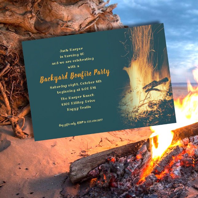 Invitation Jardin Bonfire Anniversaire ou fête de n'importe q (Créateur téléchargé)