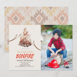 Invitation Jardin Bonfire Camping S'mores Photo Anniversaire