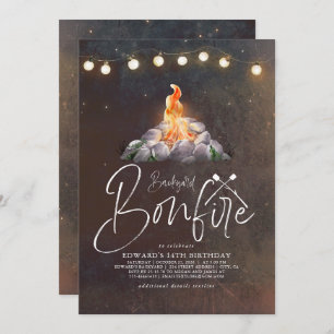 Invitation Jardin Bonfire fête d'anniversaire Modern Elegant