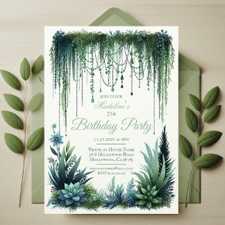 Invitation Jardin botanique élégant fête d'anniversaire