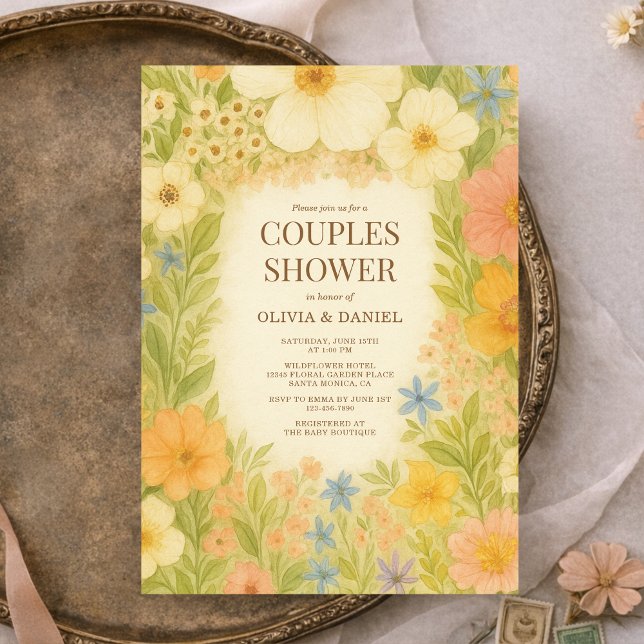 Invitation Jardin Botanique Fête de Bébé pour Couples Floral (Créateur téléchargé)