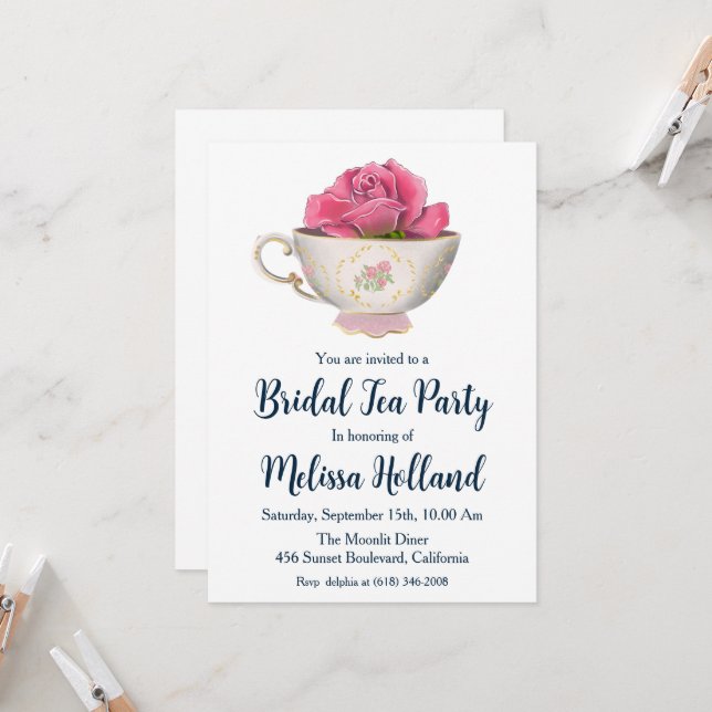 Invitation jardin botanique thé fête nuptiale douche (Devant/Arrière en situation)