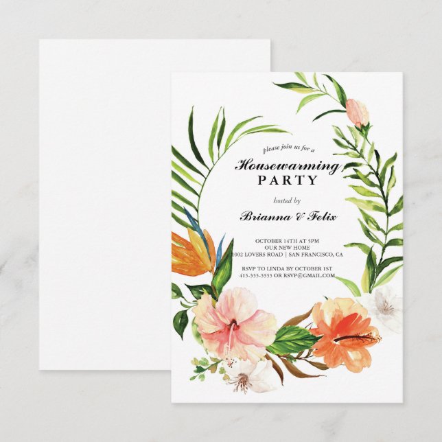 Invitation Jardin botanique Tropical Green House Party (Devant / Derrière)