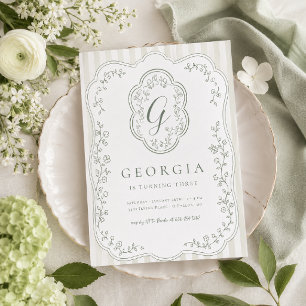 Invitation Jardin Botanique Vert Sauge Anniversaire
