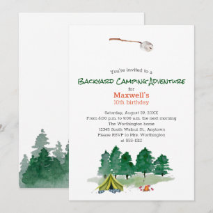 Invitation Jardin Camping Anniversaire Fête