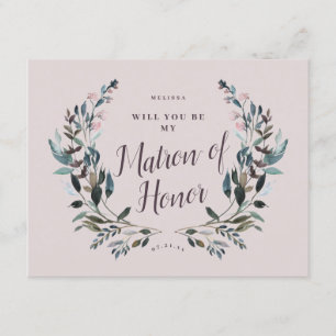 Invitation Jardin Crest Floral Mauve Purple Matron d'honneur