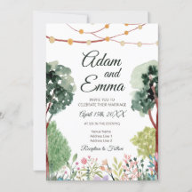 Jardin d'aquarelle avec Mariage d'éclairage à cord