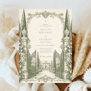 Invitation Jardin d'aquarelle verte art Porte Mariage