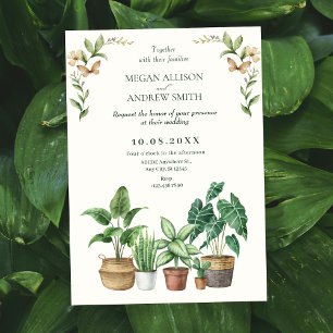 Invitation Jardin d'aquarelle verte mariage plante