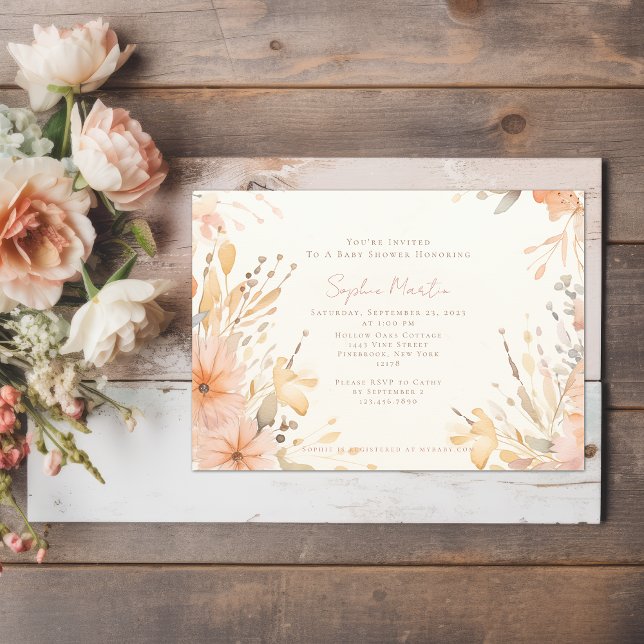 Invitation Jardin d'automne Baby shower d'aquarelle (Créateur téléchargé)