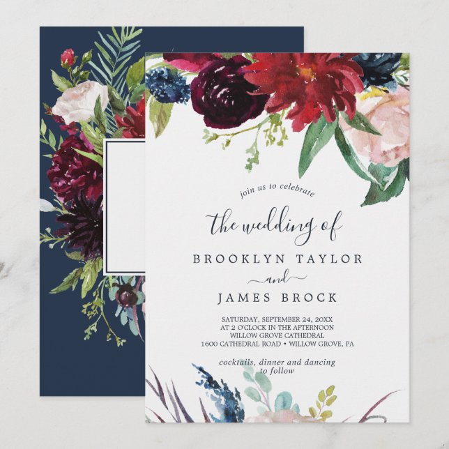 Invitation Jardin d'automne | Bourgogne Le Mariage de (Devant / Derrière)