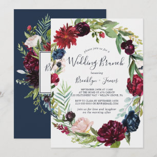 Invitation Jardin d'automne   Burgundy Wreath Mariage Brunch