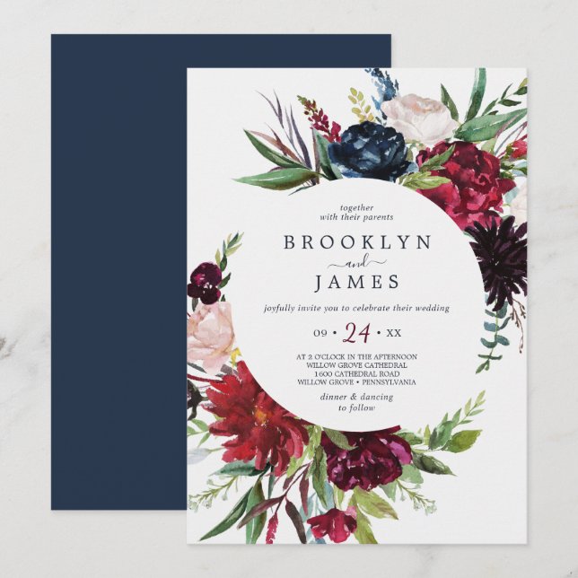 Invitation Jardin d'automne | Mariage Décontracté Bourgogne (Devant / Derrière)