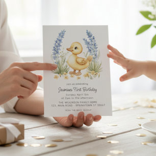 Invitation Jardin de caneton mignon Code QR pour le premier a