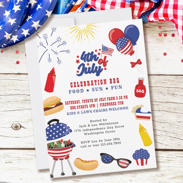 Invitation Jardin de célébration du 4 juillet BBQ (Créateur téléchargé)