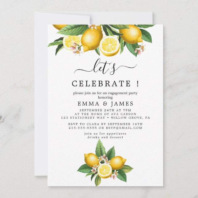 Invitation "Jardin de Citron Moderne 'Célébrons'" (Devant)