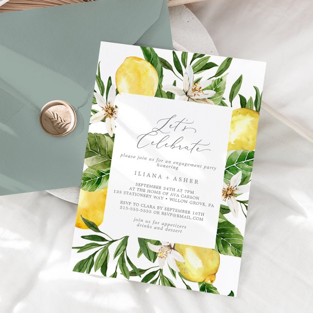 Invitation Jardin de citron moderne Célébrons (Créateur téléchargé)