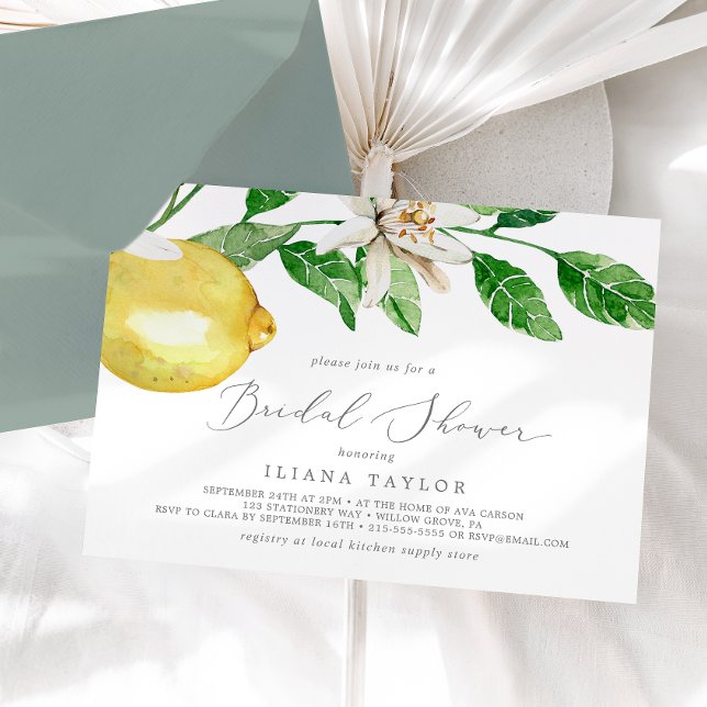 Invitation Jardin de citron moderne Fête des mariées horizont (Créateur téléchargé)