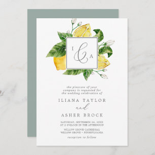 Invitation Jardin de citron moderne Mariage de monogramme off