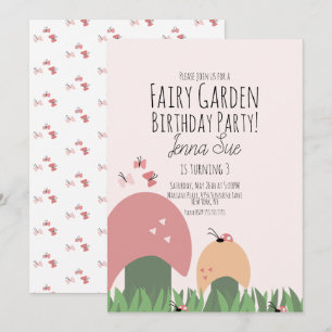 Invitation Jardin de Fées 1er Anniversaire Coccinelles Papill