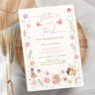 Invitation Jardin de Fées Fantaisiste Floral Anniversaire