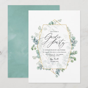 Invitation Jardin de fête Herbier Géométrique Eucalyptus Tend