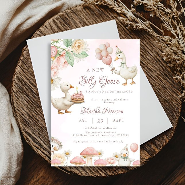 Invitation Jardin de fleurs d'oie soie Baby shower de champig (Créateur téléchargé)