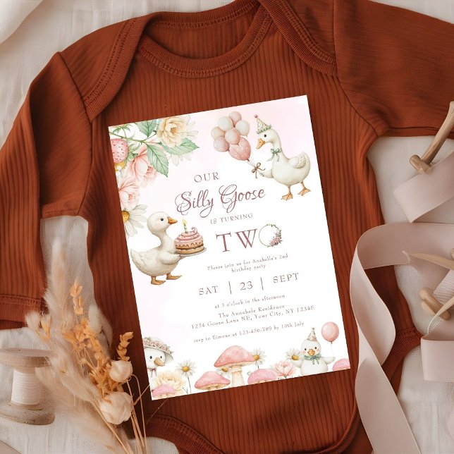 Invitation Jardin de fleurs d'oie soie Champignons 2e anniver (Créateur téléchargé)