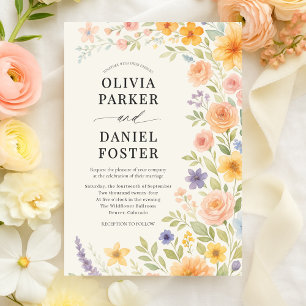 Invitation Jardin de fleurs sauvages aquarelle mariage floral