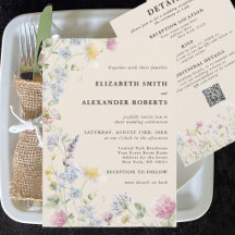 Jardin de Fleurs Sauvages Code QR 2 Faces Mariage