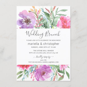 Invitation Jardin de floraison d'aquarelle de brunch de