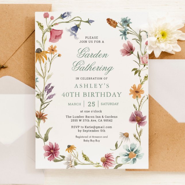 Invitation Jardin de la fête Fleur sauvage Anniversaire (Créateur téléchargé)