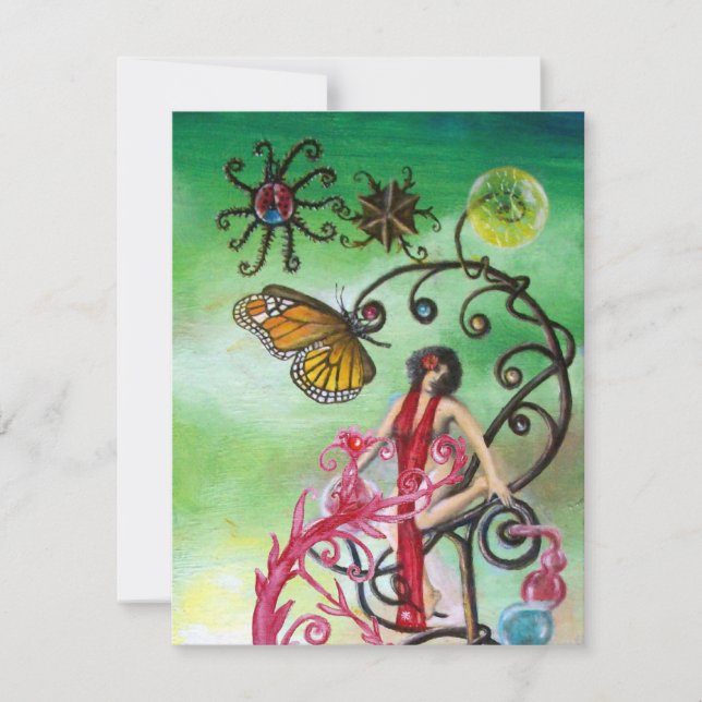 Invitation JARDIN DE LA MELISSA rouge rose vert bleu vif (Devant)